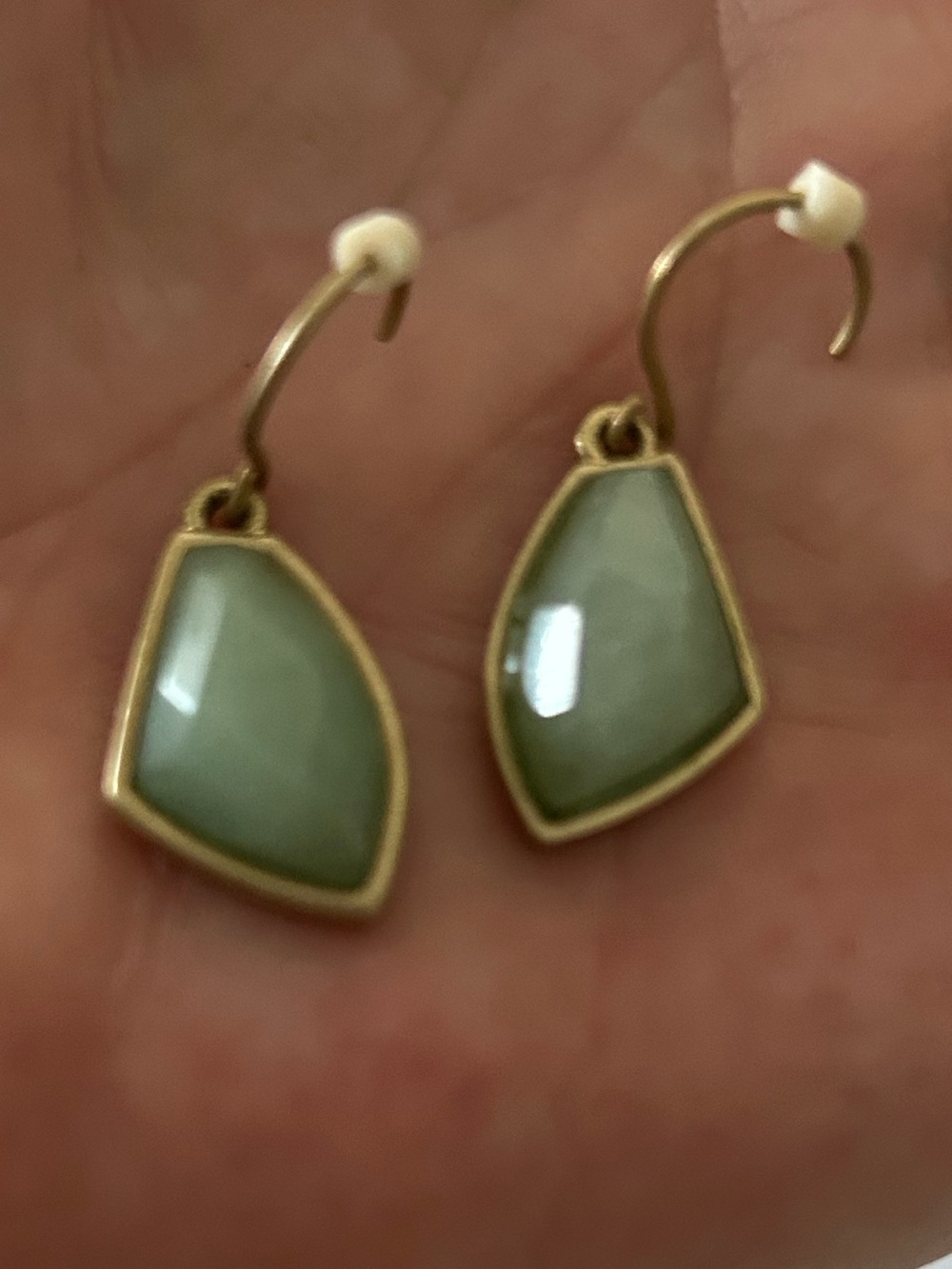 Chloe and IsabelGold-Trim Green Gemstone Drop Earrings